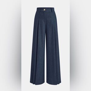 Commense Deep Blue and Burgundy Wide-Leg Pants